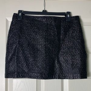 Zara | Black Textured Shiny Vegan Leather Mini Skirt - Medium